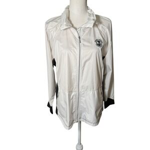 GGblue Pebble Beach Golf Links Jacket Womens XL White Black Full Zip Windbreaker